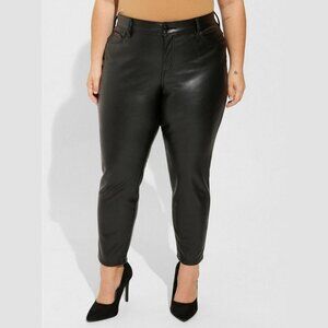 Torrid Black Perfect Skinny Faux Leather Mid Rise Pant